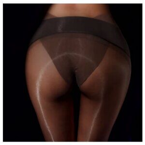 AMORESY Shiny Black Seamless Tights Pantyhose One Size